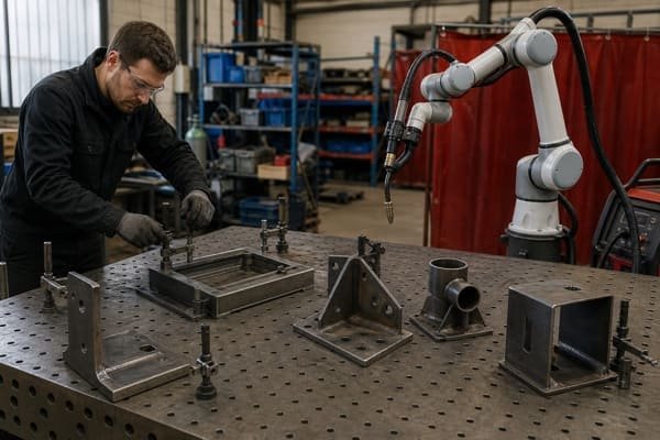 High-mix small-batch production with a drag-teaching welding robot