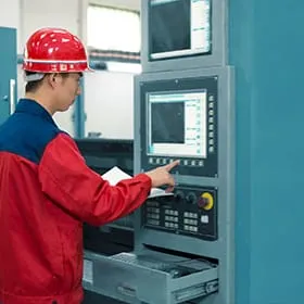 Operator running a JTC laser machine on the factory floor