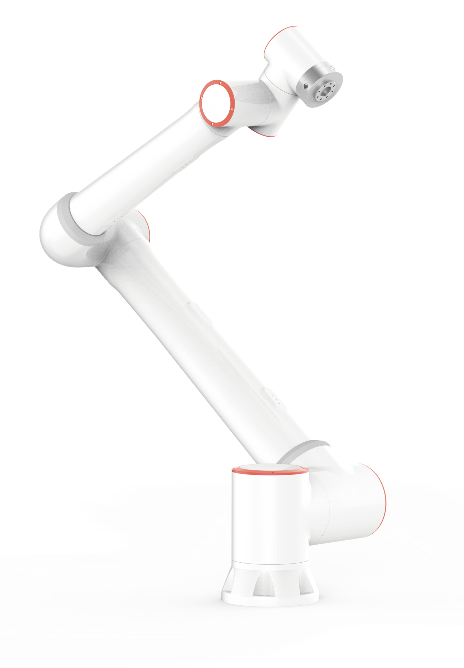 Kollaborativer 6-Achs-Roboter mit weißem Arm und orangefarbenen Gelenkakzenten