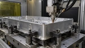 Battery tray laser weld quality illustrated in a practical industrial workshop