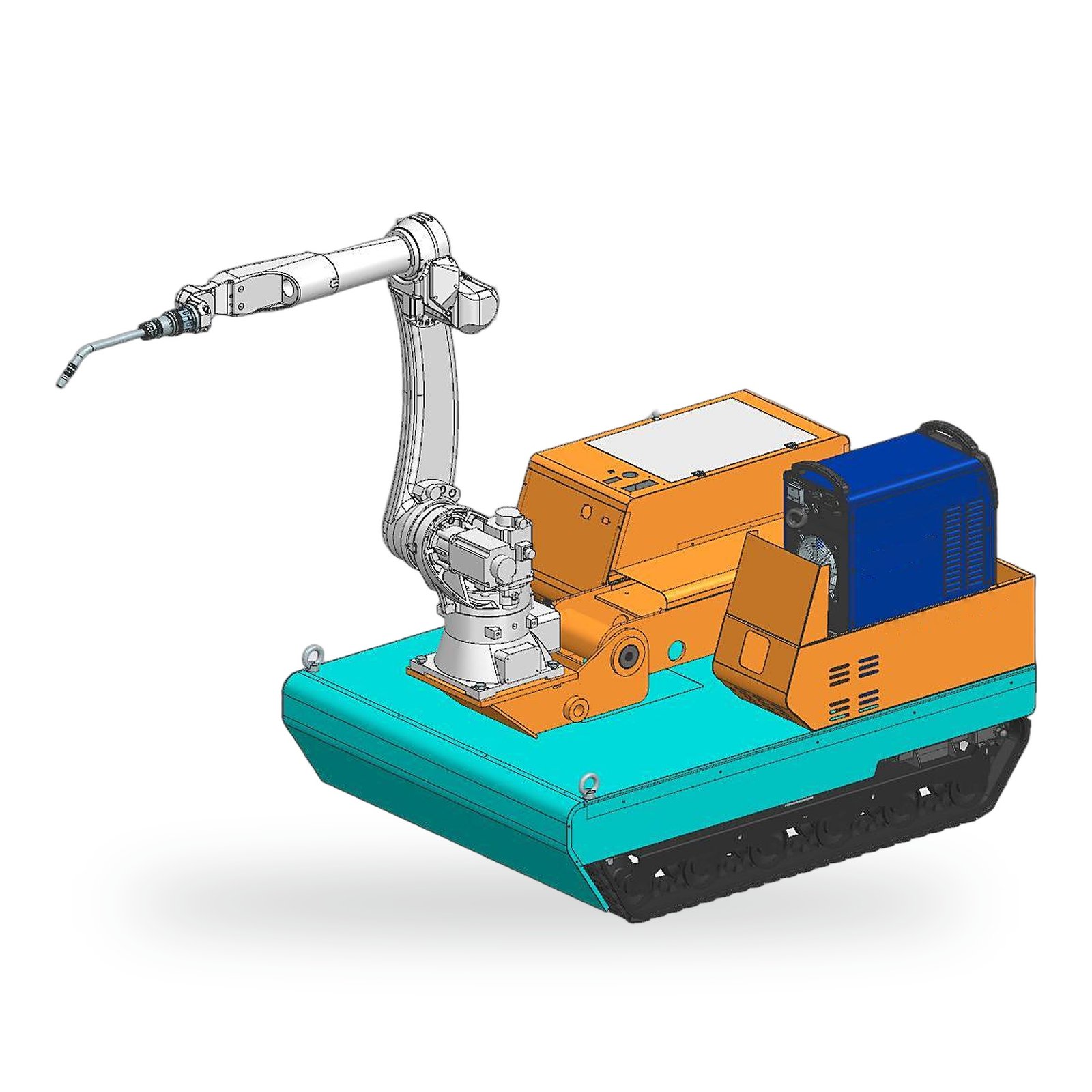 Crawler lifting welding robot on white background